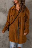 Long Sleeve Pockets Buttoned Shirt Jacket