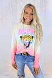 Rock & Roll Ombre Cropped Drop-shoulder Sleeve Sweatshirt