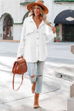 White Plush Button Down Pocketed Shirt Jacket