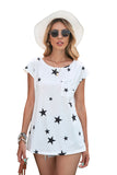 Crew Neck Star Print T-shirt with Pocket