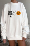 Crew Neck Halloween Elements Print Oversize Sweatshirt