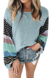 Striped Colorblock Long Sleeve Knit Top