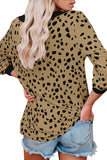 Spotted Print Apricot Long Sleeve Knit Top