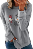 Dropped Sleeve Snowman Print Christmas Sweatshirt