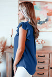 Ruffled Sleeveless V Neck Top