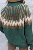 Stand Collar Geometric Pattern Pullover Sweater