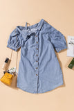 Asymmetric Cold Shoulder Denim Dress