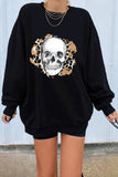 Halloween Leopard Skull Graphic Oversize Sweatshirt