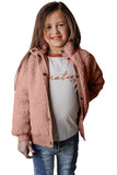 Beige Buttoned Solid Fleece Girl's Coat