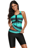 Ombre Print Racerback Tankini Swimsuit