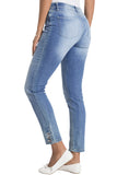 Button Detail Light Blue Wash Skinny Jeans