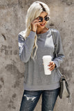 Casual Slit Side Button Long Sleeves Sweatshirt