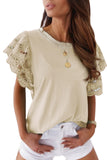 Hollow Out Ruffle Sleeve T-shirt