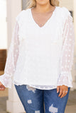 White Plus Size Ruffled Swiss Dot Blouse