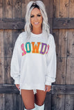 HOWDY Letter Color Block Print Oversized Sweatshirt