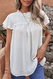 Tiered Sleeve Frilled Neck Dotted Top