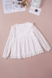 Broderie Angalise Ruffle Trim Babydoll Blouse