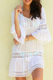 Flare Sleeves White Swimsuit Cover Up