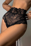 High Waist Lace Sheer Back Lace-up Panty