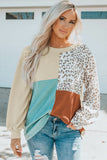 Patchwork Color Block Ribbed Long Sleeve Top