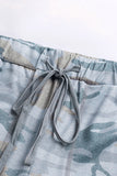 Sleeveless Knit Camo Hoodie Joggers Set