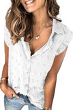 Turn-down Collar Ruffle Polka Dot Tank