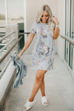 Multicolor Short Sleeve Floral Mini Dress