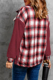 Plaid Patchwork Buttoned Pocket Sherpa Jacket