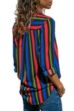 Navy Striped Modern Women Shirt