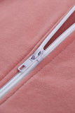 Zip Front Color Block Splicing Drawstring Hoodie