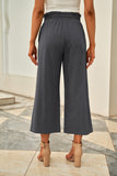 Gray Paperbag Waist Straight Leg Cropped Pants