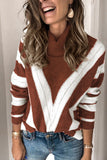 Striped Color Block Turtleneck Knitted Sweater