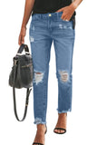 Ripped Slim Fit Washed Jeans