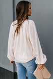 V Neck Lantern Sleeve Textured Solid Top