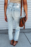 Sky Blue Vintage Wash Distressed Boyfriend Jeans