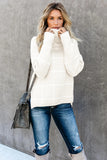 Beige Grid Pattern Turtleneck Sweater