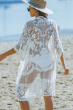 Floral Lace Mesh Open Front Kimono