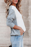 V-neck Color Block Loose Sweater