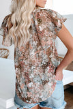 V-neck Short Sleeve Fashion Print Fantasy Fluttering Blouse