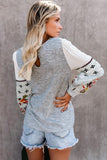 Contrast Printed Sleeve Knit Sweatshirts