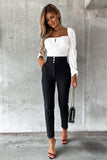 Square Neck Drawstring Pleated High Waist Bodysuit