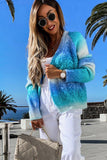 Multicolor Gradient Open Front Colorblock Tie-dye Cardigan