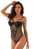 Sheer Eyelash Lace Teddy Bodysuit