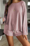 Pink Pocketed Knit Loungewear Set