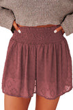 Smocked Waist Swiss Dot Casual Shorts