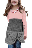Little Girls Twisted Knot Color Block Long Sleeve Top