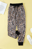 Brown Leopard Cotton Pocketed Joggers