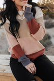 Color Block Knitted O-neck Pullover Sweater