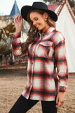 Turn down Neck Plaid Pocket Button Closure Coat
