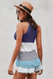Blue Color Block Striped Knit Tank Top